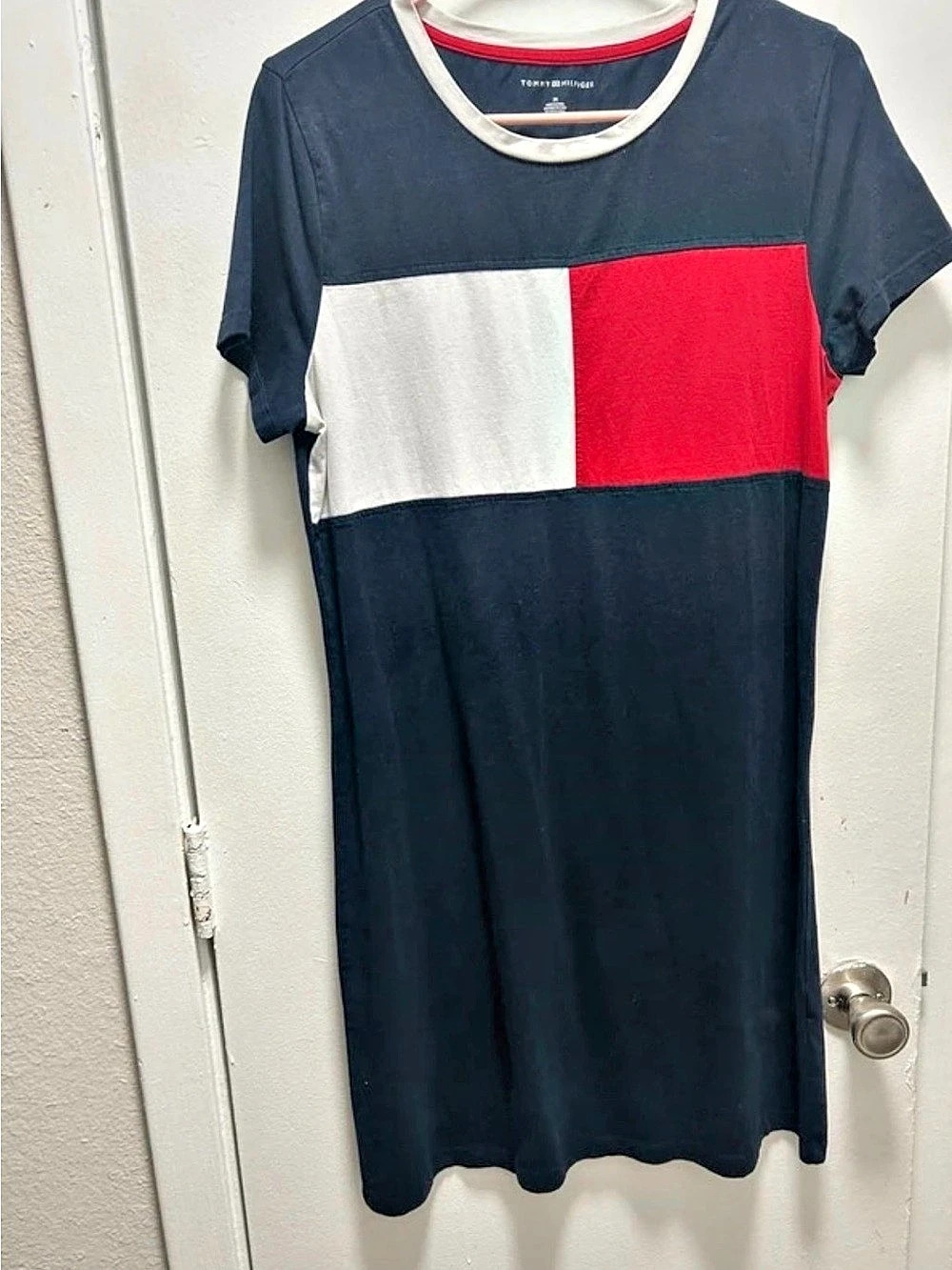 Tommy Hilfiger Colorblock Flag T-Shirt Dress Color Block Mini Dress Size Medium